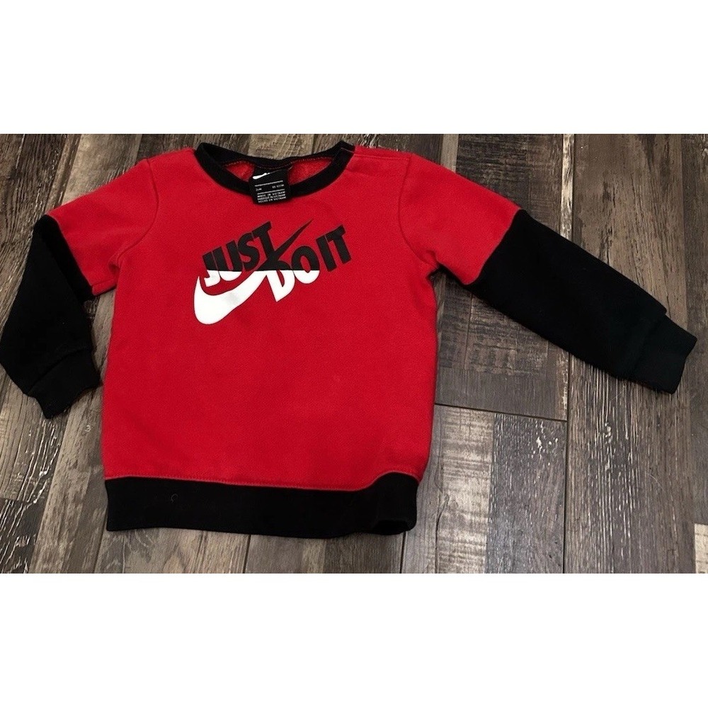 Nike Sweatshirt Baby 24 Month Just Do It Black Red Hoodie Pullover‎ Athletic